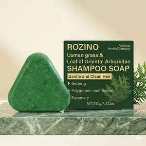 ROZINO Natural Usman Grass & Leaf of Oriental Arborvitae Shampoo Soap Bar gental clean man and women and family for Hair Growth & Gray Hair Reversal - Natural  healthy Thinning Hair Loss Treatment oil control with Ginseng Polygonum Multiflorum Rosemary