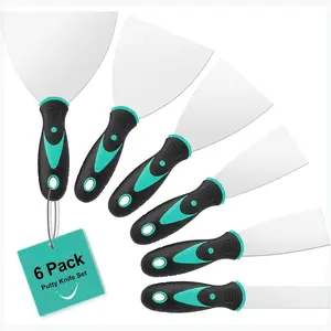 6 Pack Putty Knife, 1" 1.5" 2" 3" 4" 5" Spackle Knives, Premium Stainless Steel Paint Scraper, Perfect Tools for Repairing Drywall, Removing Wallpaper, Applying Mud or Plaster