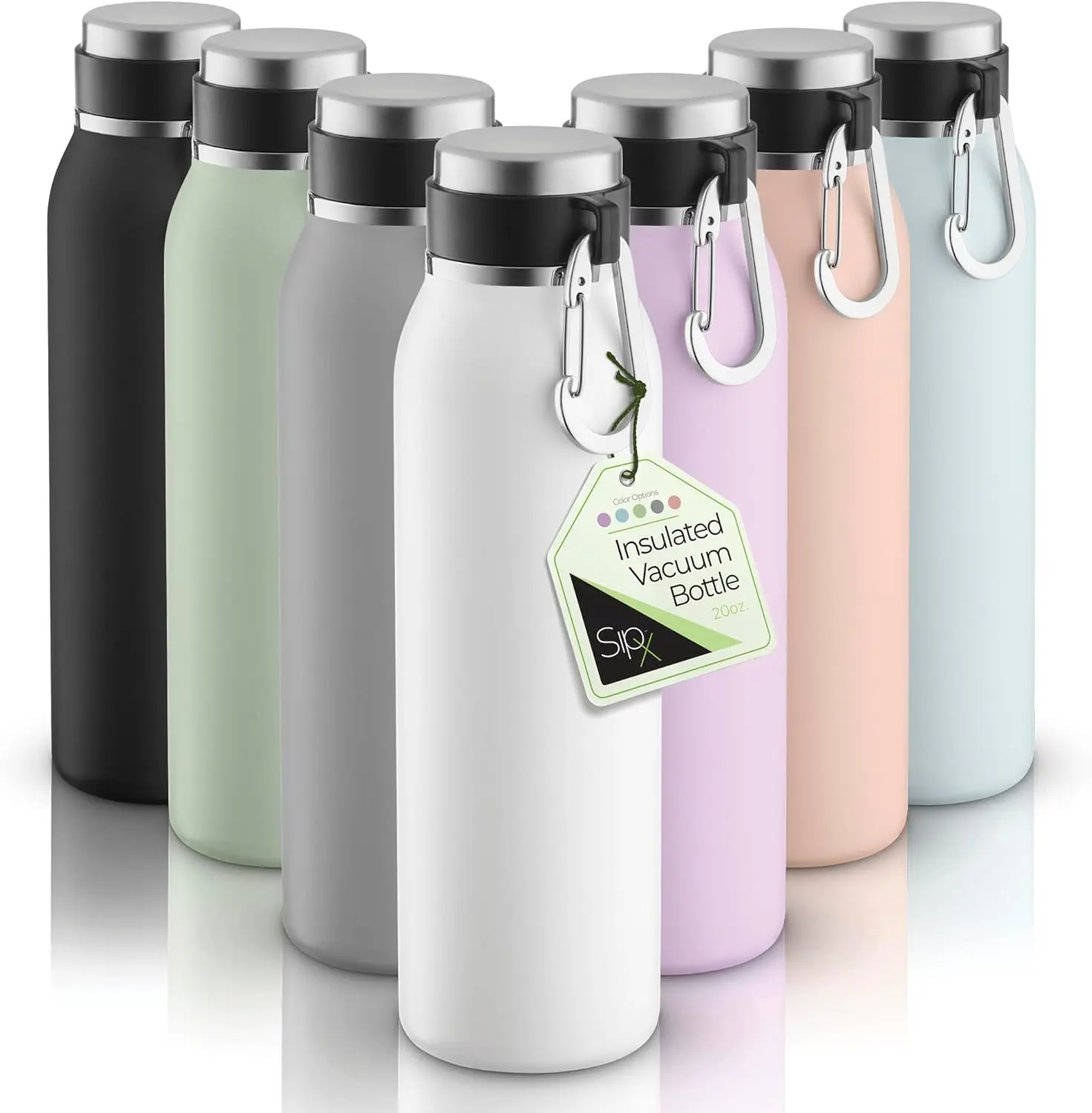 SipX 20 oz Stainless Steel Insulated Water Bottle with Leakproof Lid & Carry Hook – Triple Insulated – Cold 24 Hours/Hot 12 Hours – Perfect for Gym, Work, Sports, Travel – White
