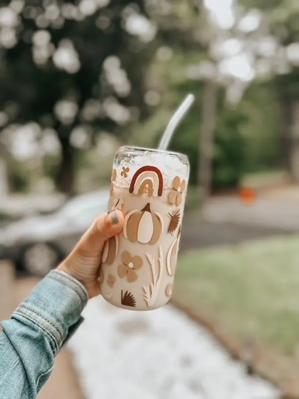 Boho Fall Glass Cup