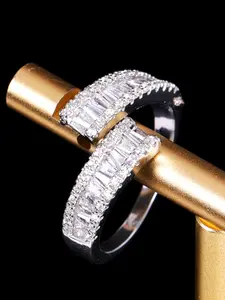 1pc Shiny Synthetic Gem Open Ring, Trendy 18K Gold - Plated, Unisex Ring Piece, Suitable for Banquets