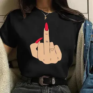 Cartoon plus Size T-Shirt Women Fashion New Graphic Finger Nail Cute Printed Top Female Tee Shirt Ladies Clothes T-Shirts