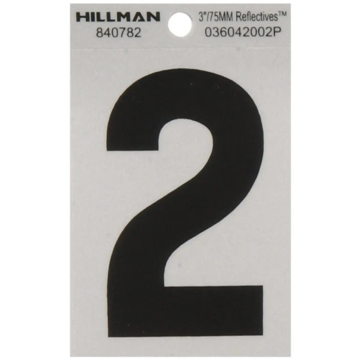Hillman Group 840782 Classic Durable 3 in. Black & Silver Reflective Mylar Square Cut Self-Adhesive Number Address Signs for Mailboxes - 2 Pack of 6, Numbers
