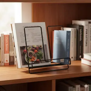 Collapsible Iron Multi-Purpose Desktop Organizer | Foldable Bookshelf & Kitchen Shelf for Home Office, Cookbook & Magazine Holder | Space-Saving, Anti-Tip Design, 2 Color Options