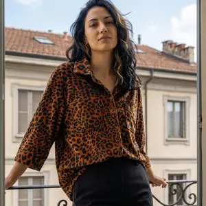 Women's Shirt Spring Long Sleeve Loose Leopard Print Casual Office Ladies Shirts Elegant Summer Fashion Button Up Blouse Tops