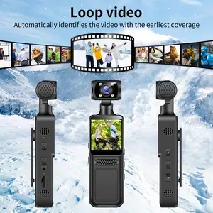 M12 Portable Wearable HD Smart Flip-Screen Action Camera, 64GB Storage, LED Flash Fill Light, Full-Color Night Vision, 180° Rotation, 1.3-inch IPS Screen, Multifunctional, Ideal Mother's Day Gift, Flip-Screen Action Cameras