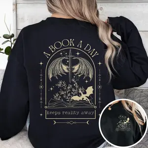 Bookish Sweatshirt, A Book a Day Keeps Reality Away, Bookish Gift, Gift for Reader, Reading Crewneck, Book Lover Sweatshirt, Bookworm