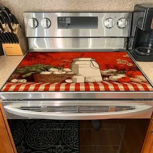 1PC heat insulation pad Rustic Farm Vegetable & Milk Can Felt Heat Resistant Mat - Non-Slip Washable Dust-Proof Kitchen Decor Pad for Stove, Table, Washer, Fridge, Bathroom & Appliances