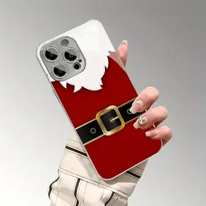 Happy Holidays Cute Santa Claus, Snowman Fashion New Electroplated Glass Phone Case, Suitable for iPhone 17/16/15/14/13/12/11, Air/Plus/Pro Max Including Samsung Models, Full Coverage Anti-drop Protective Phone Case