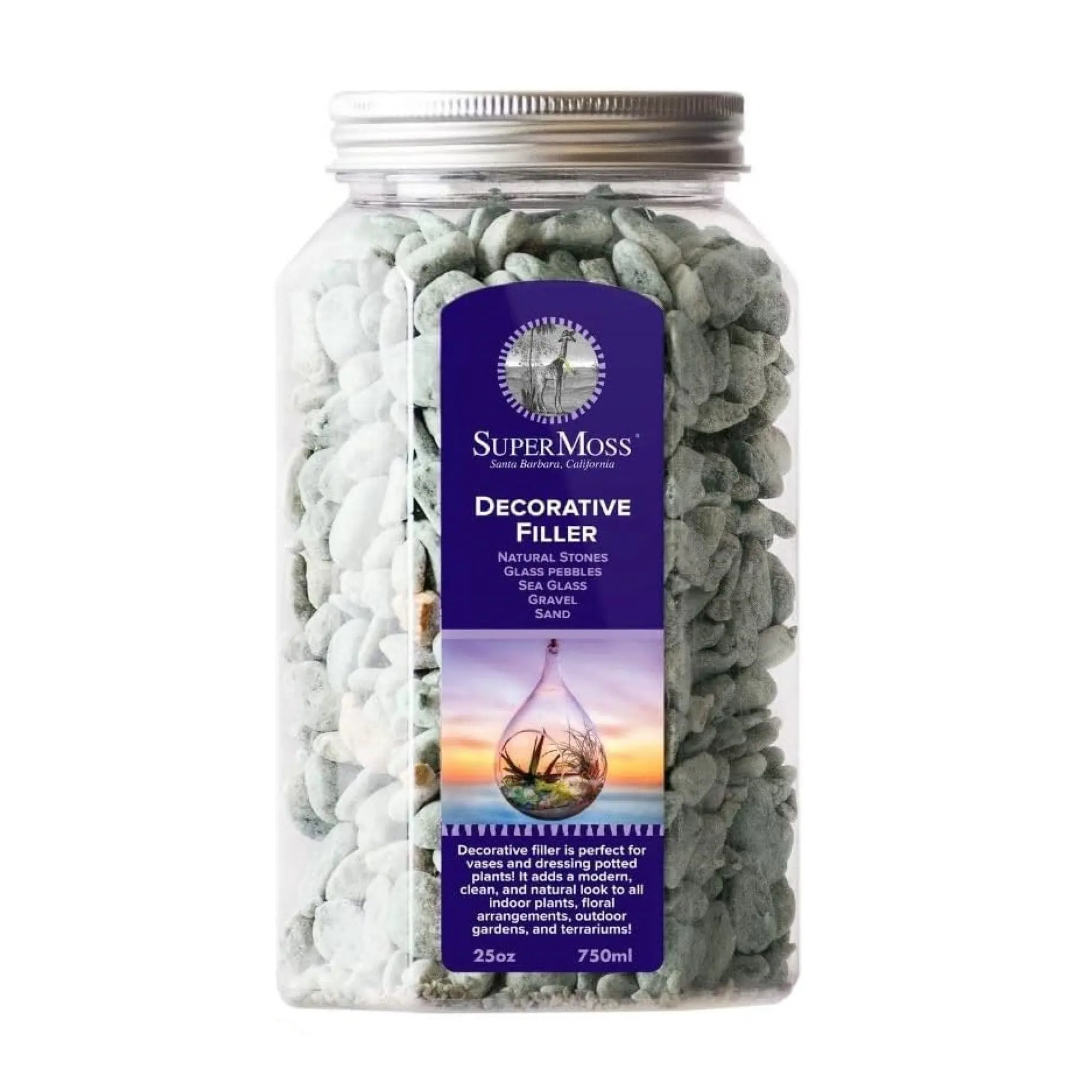 SuperMoss Decorative Natural Gravel Stones, Green, 25oz Jar