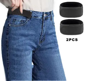 No Buckle Elastic Belts for Men & Women - Invisible Adjustable Stretch Belt, Comfortable & Easy to Use Fashion Accessory Black 2-Pack