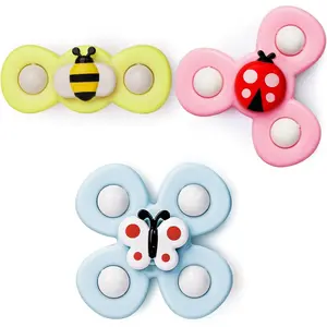 Strong Suction Cup Fidget Rotating Sensory Bath Toys for Baby Christmas Stocking Stuffers, Airplane Car Travel Table & Window Toys for Toddler Boys and Girls, 10+ Months