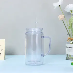 25 Pack 25oz Clear Straw Tumbler Cups with Handles, Reusable Large Capacity Daily Hydration Cups, Portable Drinking Cups for Bathroom, Home, Office & Morning Routine