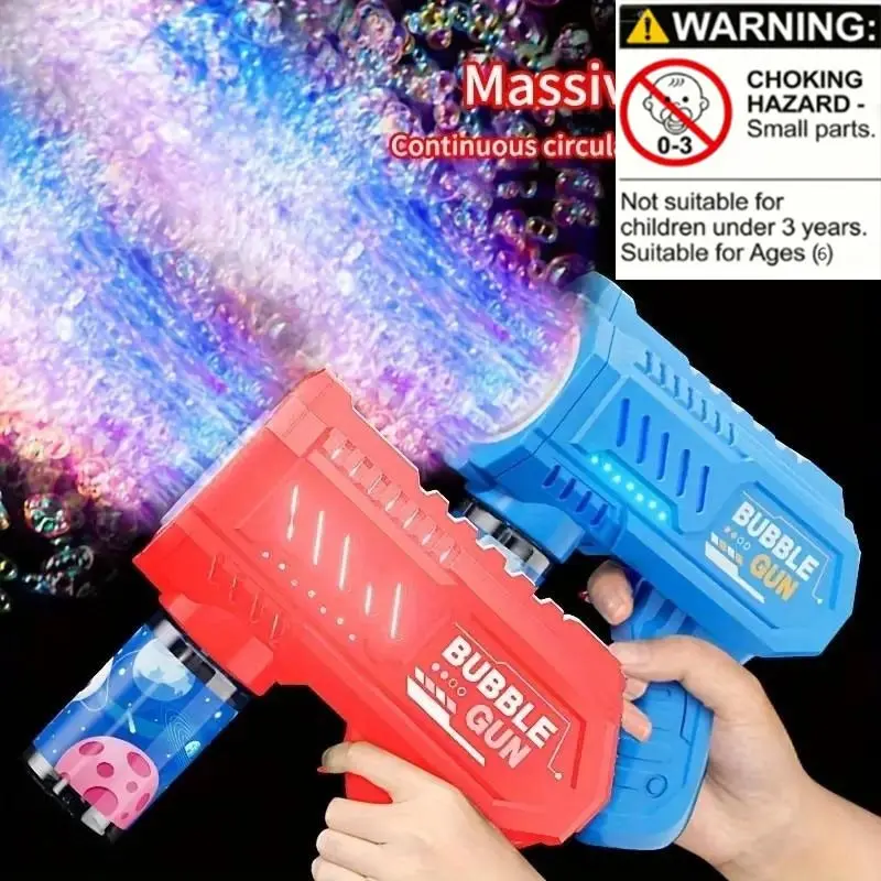 Automatic Bubble Machine with Light, 10 Holes, Bubbles Machine, Indoor & Outdoor Use, Perfect Gift for Kids, Beach, Wedding Parties, Requires Batteries, Handheld Bubble Maker, Party Bubble Machine