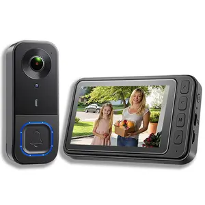 Video Doorbell with Screen, 1080P HD Smart Doorbell Camera, Real Time Indoor Monitor, Images & Videos Recording, Enhanced Night Vision, Two-Way Audio, Long Battery Life, 100-foot ultra-long wireless range