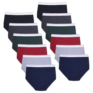 Men's Briefs 100% Cotton Tag-Free Elastic Waist Moisture Wicking Tagless Assorted Multi-Color Woven Relaxed Fit Plain Underwear Menswear