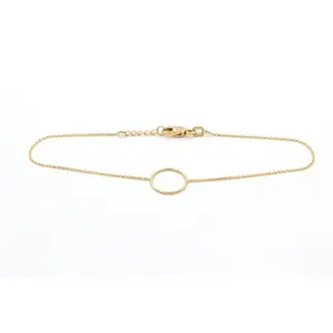 Dainty Circle Bracelet - 14k Yellow Gold