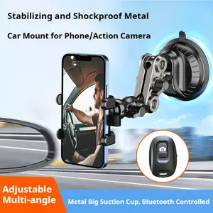 Car Windshield Suction Mount - Universal Phone Holder, Action Camera Holder for Road Trip POV Driving Recording Stand Adjustable