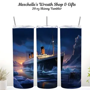 20oz Titanic Ship Tumbler with Lid and Reusable Straw - Bottles