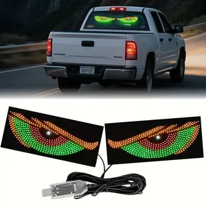 Cool Car Display LED Lights 11 Modes 10 Flashing 1 Always-on Devil's Eye USB Plug-in Decorative Lights for Trucks & Cars Easy Install Fun Creative Personality Car Stickers Illuminated Emblem