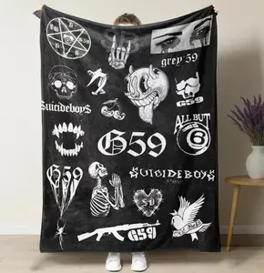 Suicideboys G59 Records Collage Fleece Blanket - Hip Hop Rap Themed Soft Cozy Throw with Iconic uicideboy & Grey59 Graphics, Perfect for Fans, Couch, Bed, and Gift