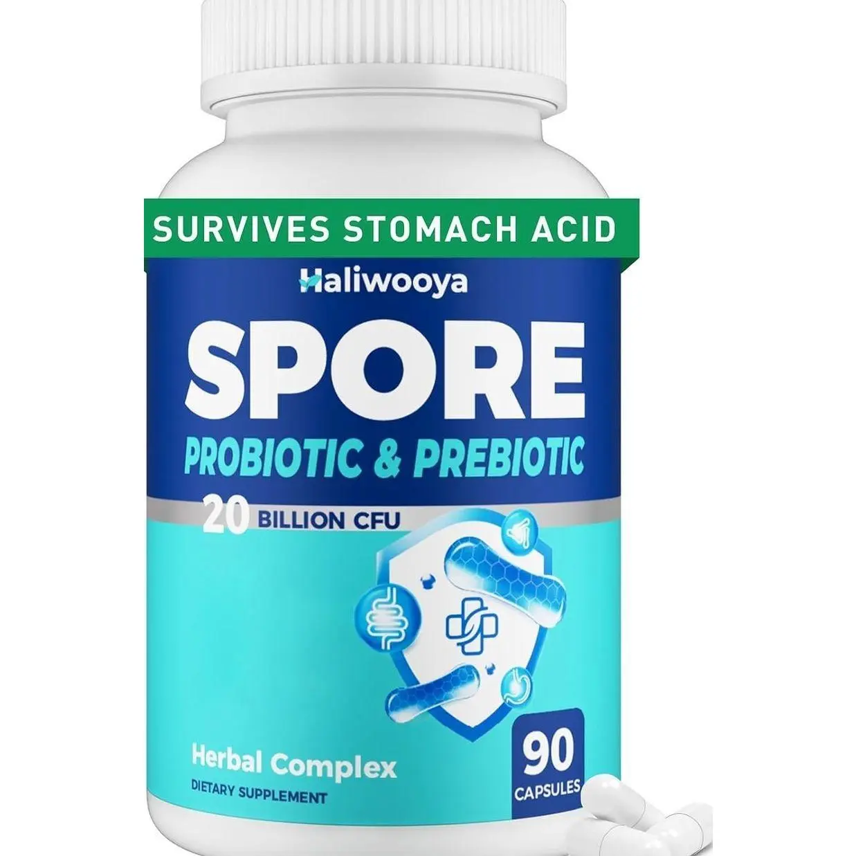 100% Spore Probiotic, 20 Billion CFU Spore Based Probiotics for Women & Men, No Refrigeration & Vegan, 90 Capsules