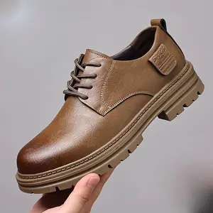 Brand Bdhjydb Men'S Classic Round Toe Oxfords, Upper, Rubber Sole, Lace-Up Casual Shoes, All-Season, Trendy Minimalist Design, Solid Color, Versatile for Daily & Casual Wear