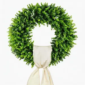 Large Boxwood Wreath Front Door 24'' Artificial Spring Wreaths for Front Door Farmhouse Wedding Green Year Round Indoor Outdoor for Summer Wreath st Patrick's Day Decoration