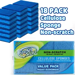 Non-scratch Cellulose Sponge, Dual-Sided Dishwashing Sponge with a Tough Scouring Pad, Ideal for Cleaning Kitchen, Dishes, Bathroom
