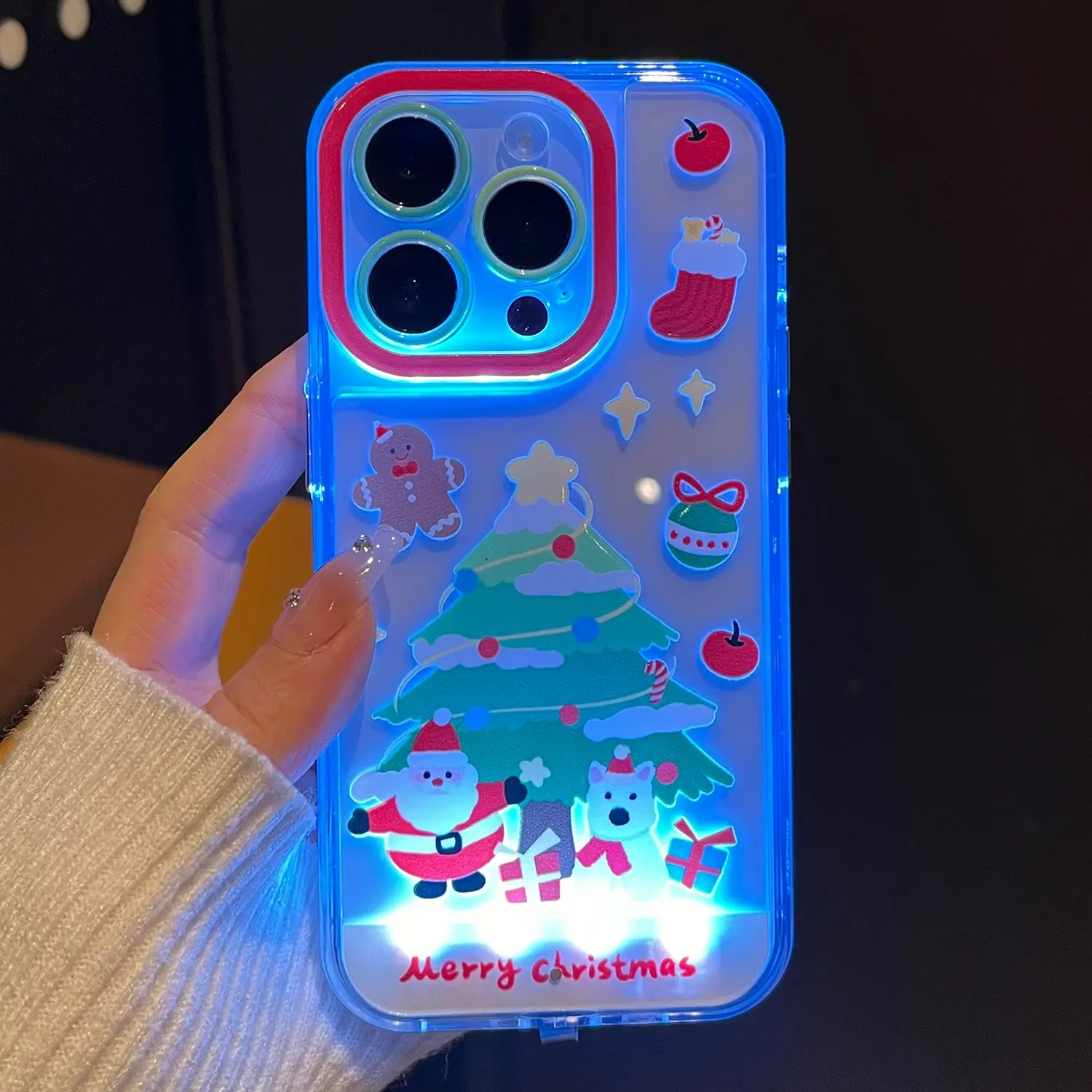 Oceantree Transparent Luminous Auto-Flash LED Cellphone Case - Shockproof TPU Butterfly Lights Cover, Easy Installation for iPhone 17,16,15, Call Flash Protective Accessory