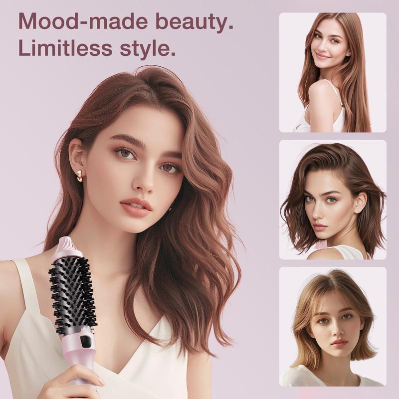 1.5-Inch Ionic Thermal Brush Heated Styling Brush with 11 Adjustable Temperatures (110–210°C) for Daily Smoothing & Light Waves – Suitable for Fine to Medium Hair Textures,WavyBrush, Pink