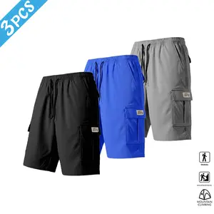 Men's Summer 3-Pack Work Shorts with Multi Pockets, Drawstring Waist Design, Lightweight Fabric, Fashionable and Versatile, Perfect for Everyday Wear and Outdoor Activities
