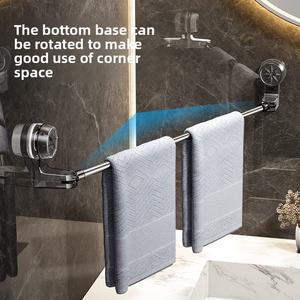 Stainless Steel Suction Cup Towel Rack No-Drill Adjustable Bathroom Kitchen Storage Shelf Toilet Bath Slipper Rack Shower Curtain Rod