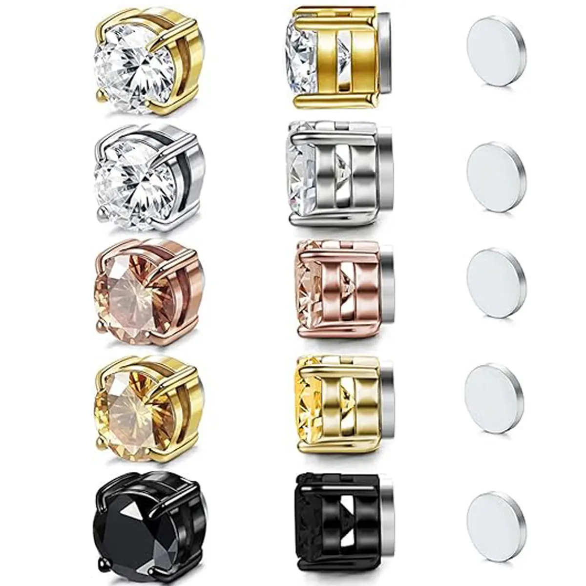 Hot selling magnetic suction zircon earrings without ear holes, ear bone clips, puncture free zircon fake earrings for both men and women