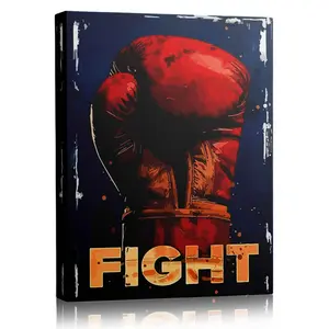 Boxing Glove Fight Canvas Wall Art Vintage Sports Poster, Motivational Gym Workout Print for Home Gym Man Cave Decor, Retro Athletic Wall Art