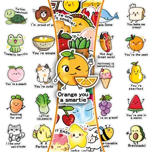 50 Sheets of English Reward Cute Cartoon Fruit Food Creative DIY Decorative Stickers for Scrapbook Journal