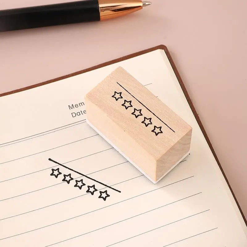 Star Pattern Wooden Stamp, 1 Count Vintage Multi Purpose Wooden Stamp for Office DIY Craft Score Grade