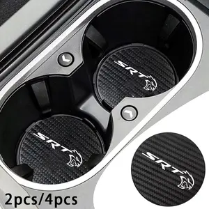 Dodge Srt Car Coasters, 2pcs or 4pcs Water Cup Cushions, Storage Groove Design, Protective Coasters for Cars, Non-Sponge Rubber Material