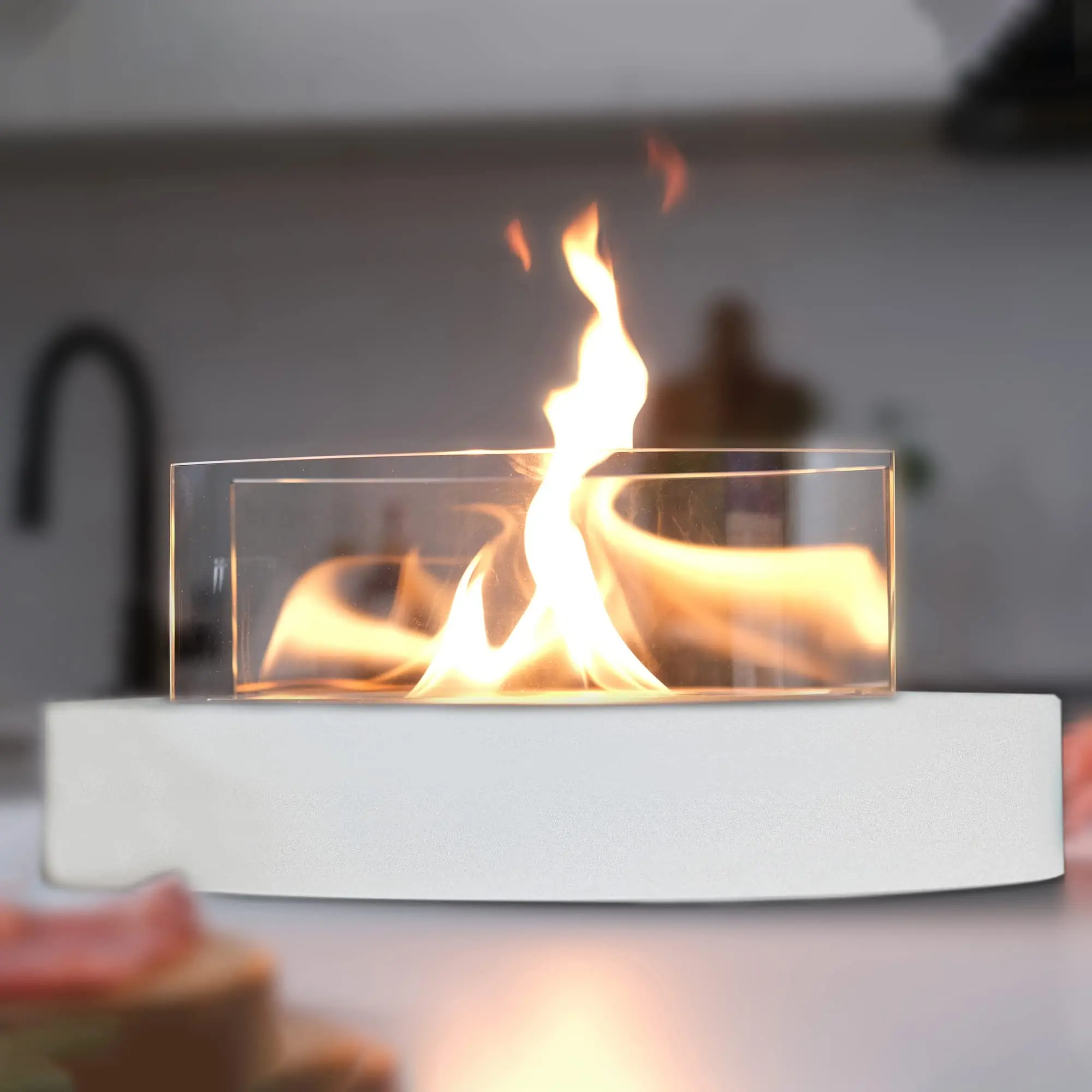 SAVGE Halo Tabletop Firepit - Modern Oval Design with Mesmerizing Tornado Flame - Clean Burning Alcohol or Bioethanol - Long Lasting 90+ Minute Burn Time - Smokeless & Odorless - Perfect for Date Nights or Dinner Parties