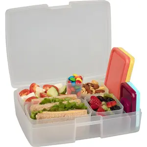 Bentology Bento Lunch Box Set w/ 5 Removable  Leak Proof Containers  On-the-Go Meal  Food Prep & Snack Packing Compartments - Stackable  Microwave Safe Nesting Containers w Lids  Easy to Clean & Store
