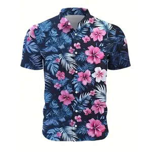 Summer New Men's Short Sleeve Hawaiian Shirt, Fashion Casual Floral Pattern Design