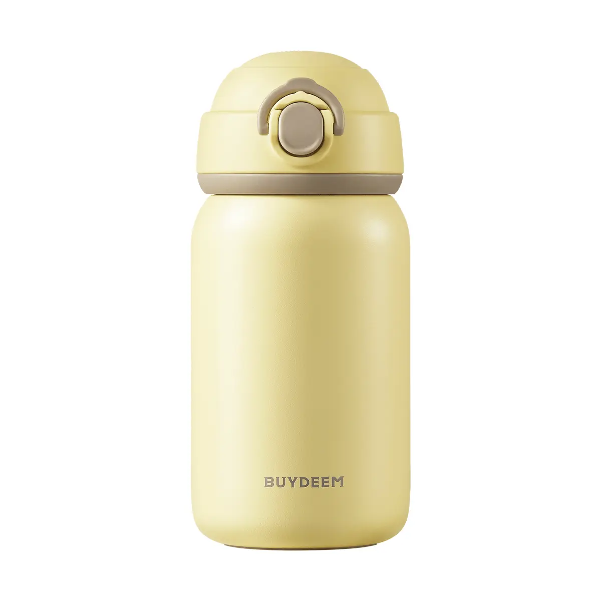 BUYDEEM Mini Flip-Top Insulated Tumbler, 300ml Cute Duck Yellow Stainless Steel Travel Mug with One-Hand Open Lid, Portable Cold & Hot Drink Cup for Kids & Adults, CD1010
