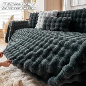1PC Thick Plush Sofa Throw Blanket, Soft Fluffy Couch Cover, Warm Non-Slip Sofa Towel Protector, Anti-Scratch Anti-Pet Furniture Throw for Armchair, Loveseat, 2/3/4 Seater & Sectional Sofa, All Season Home Decor