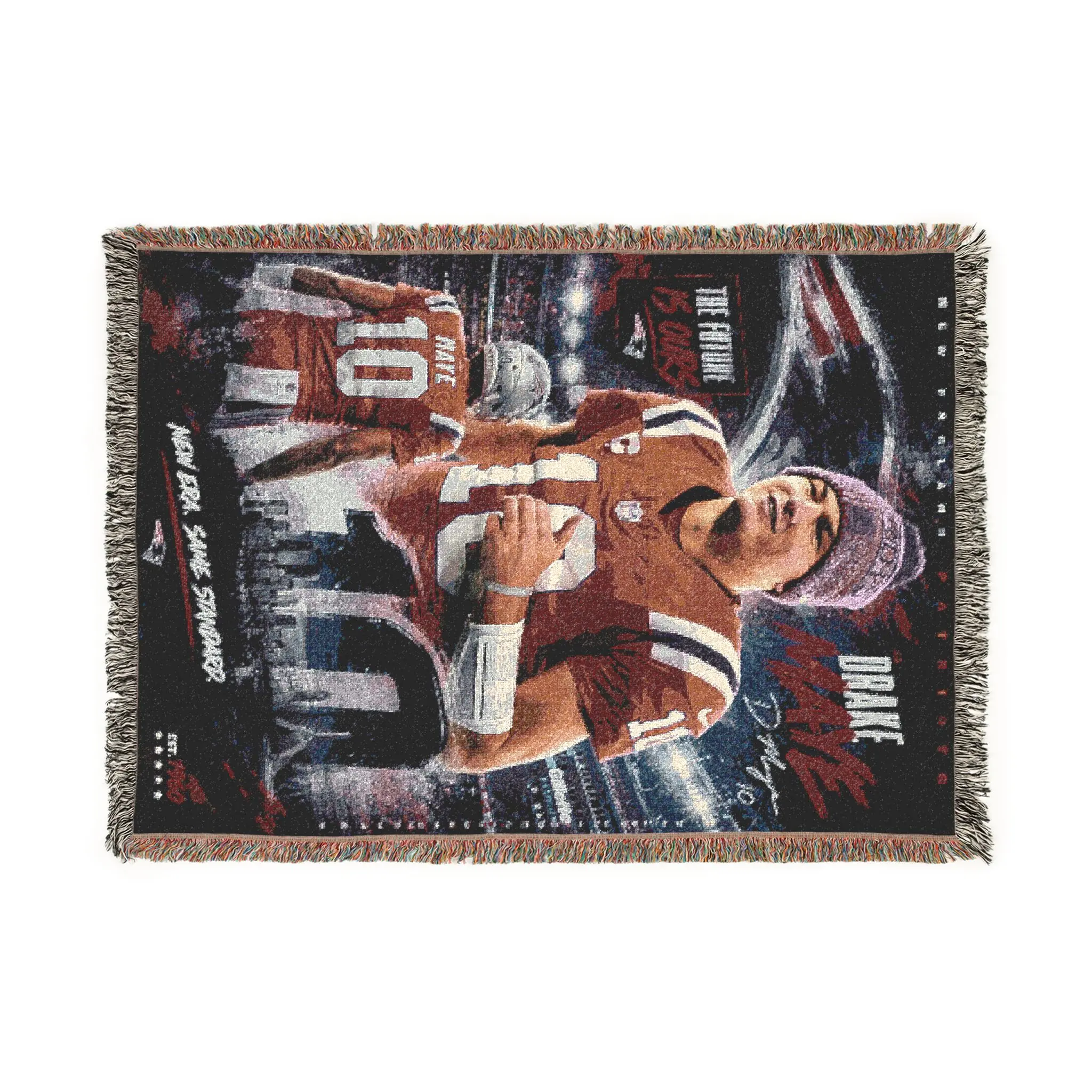 Football Quarterback Woven Blanket | Stadium Graphic Throw, Team Spirit Decor