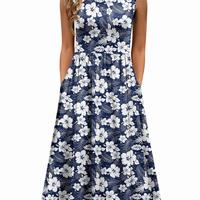 Navy White Floral