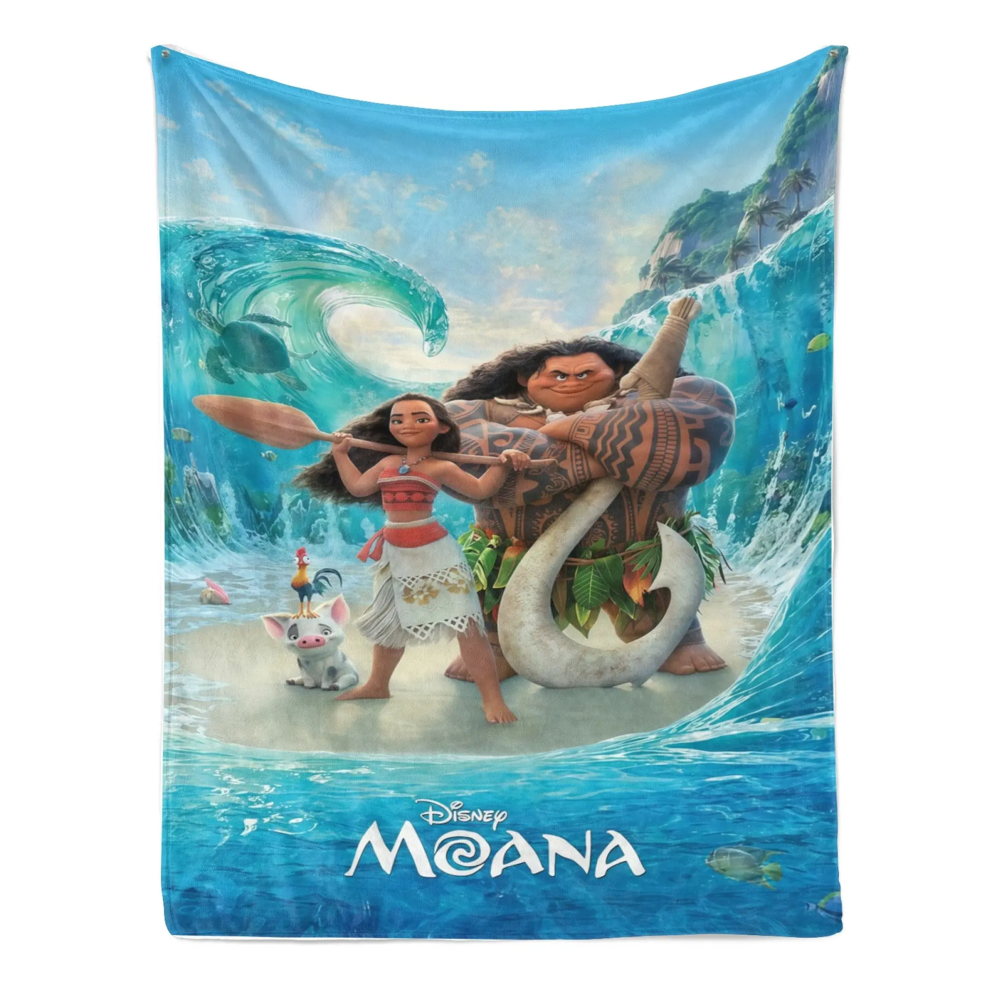 Disney Classic 2026 New Moana Fleece Throw Blanket - Maui Anti-Fade Print, Cozy Plush Flannel Fabric, Multi-Size, Ideal for Home & Travel Bed-Couch, Holiday Gift for Family