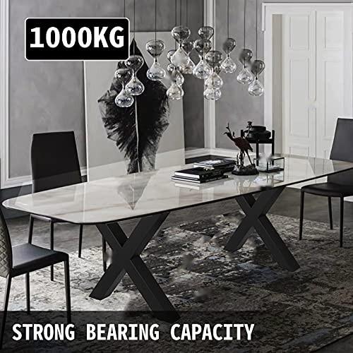 Set Of 2 Steel Dining Table Legs, 28-Inch High, 24-Inch Wide, Heavy-Duty 3.1-Inch Square Box Section X-Frame, Black Industrial Country Style Metal Table Legs For Dining Room And Kitchen