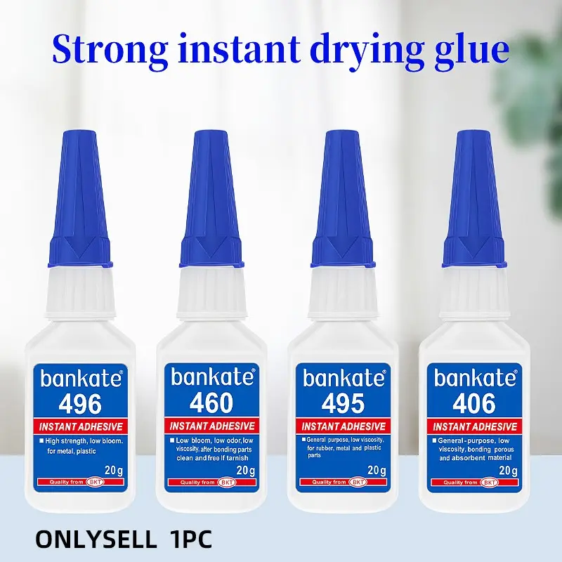 Strong Adhesive Glue 406/496/495/460, Fast Drying, Strong Bond Glue, Super Strong Adhesion, Suitable for Plastic Metal Iron Ceramic Glass Wood Handmade Shoes Repair Multi-Purpose Glue
