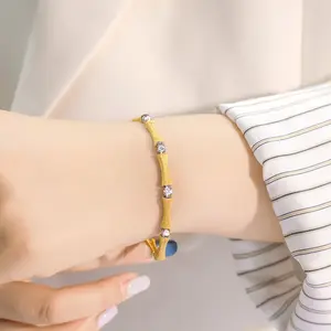 TIFFSWALO S925 Sterling Silver 18K Gold-Plated Diamond Inlaid Bangle, Italian Handmade Brushed & Matte Craft Bamboo Joint Spliced Bracelet for Women, Fashionable, Versatile, Trendy Light Luxury Bangle, High-End Hand Jewelry