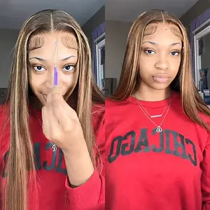 Vshow Highlight 4x6 HD Lace Wear Go Glueless Human Hair Wigs for Women 16-24 Inches Pre Cut Lace Closure Wigs For Women